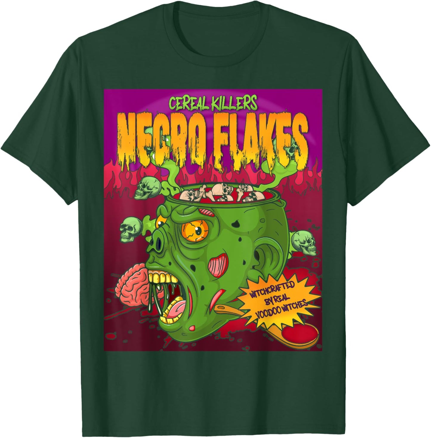 Necro Flakes Zombie Cereal Killers VooDoo Witch Doctor T-Shirt - T-Shirt | Forest