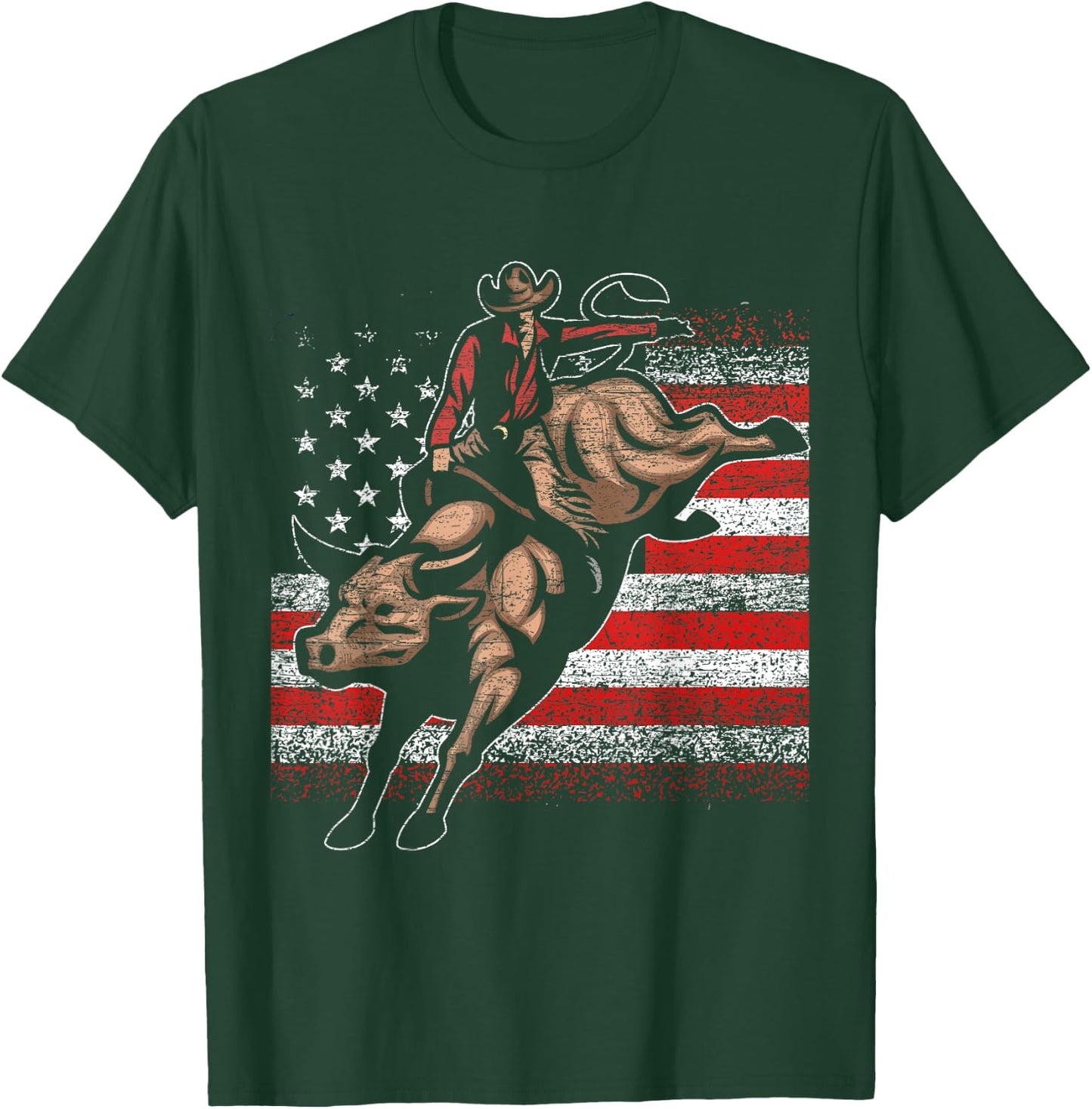 USA Bull Rider Cowboy T-Shirt - T-Shirt | Forest