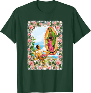Our Lady of Guadalupe Virgin Mary Catholic Beautiful Roses T-Shirt - T-Shirt | Forest