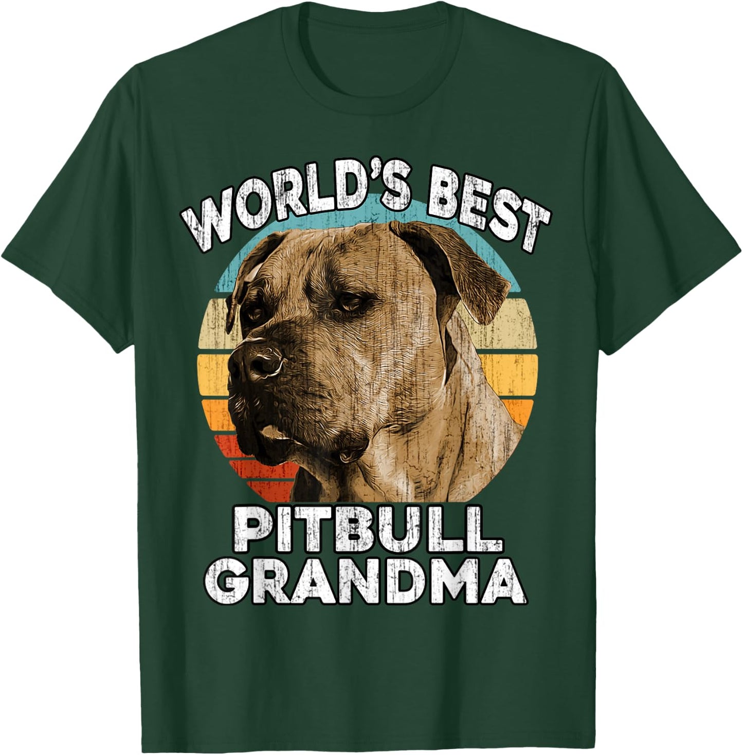 Pit bull Grandma Funny Worlds Best PitBull Grandma Vintage T-Shirt - T-Shirt | Forest