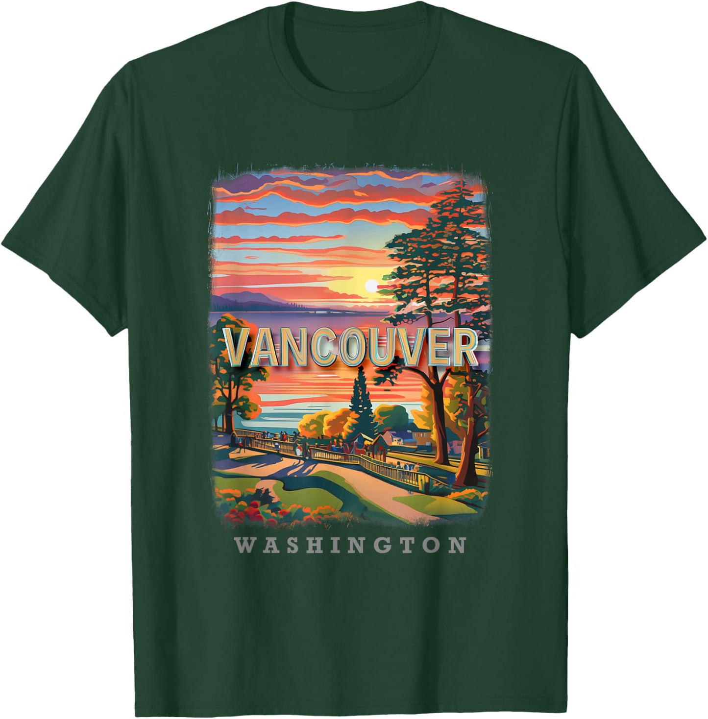 Vancouver Washington WA Riverside Bliss SD646 T-Shirt - T-Shirt | Forest