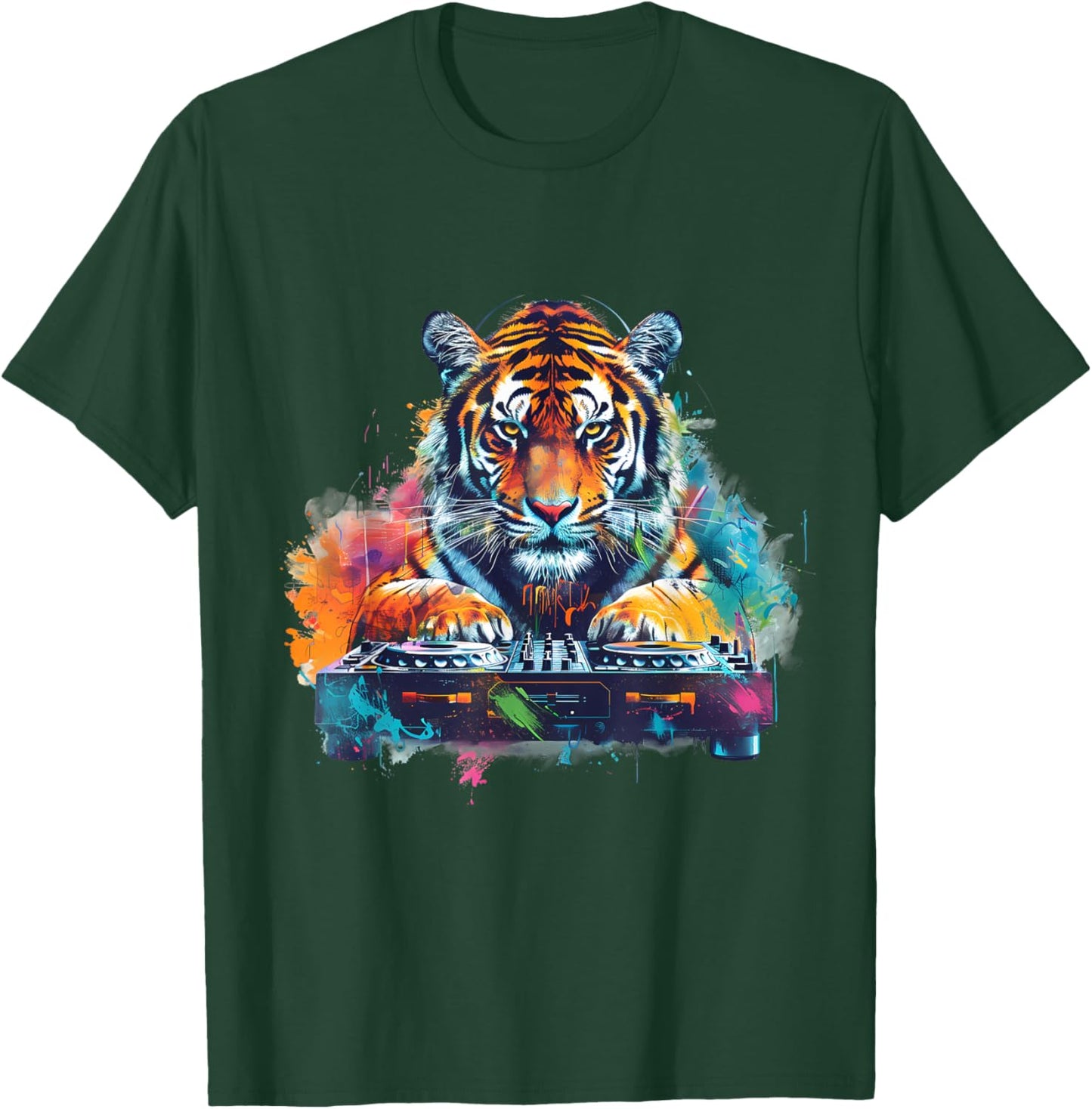 Tiger Music DJ House Dance Club Techno Turntable DJ Tiger T-Shirt - T-Shirt | Forest