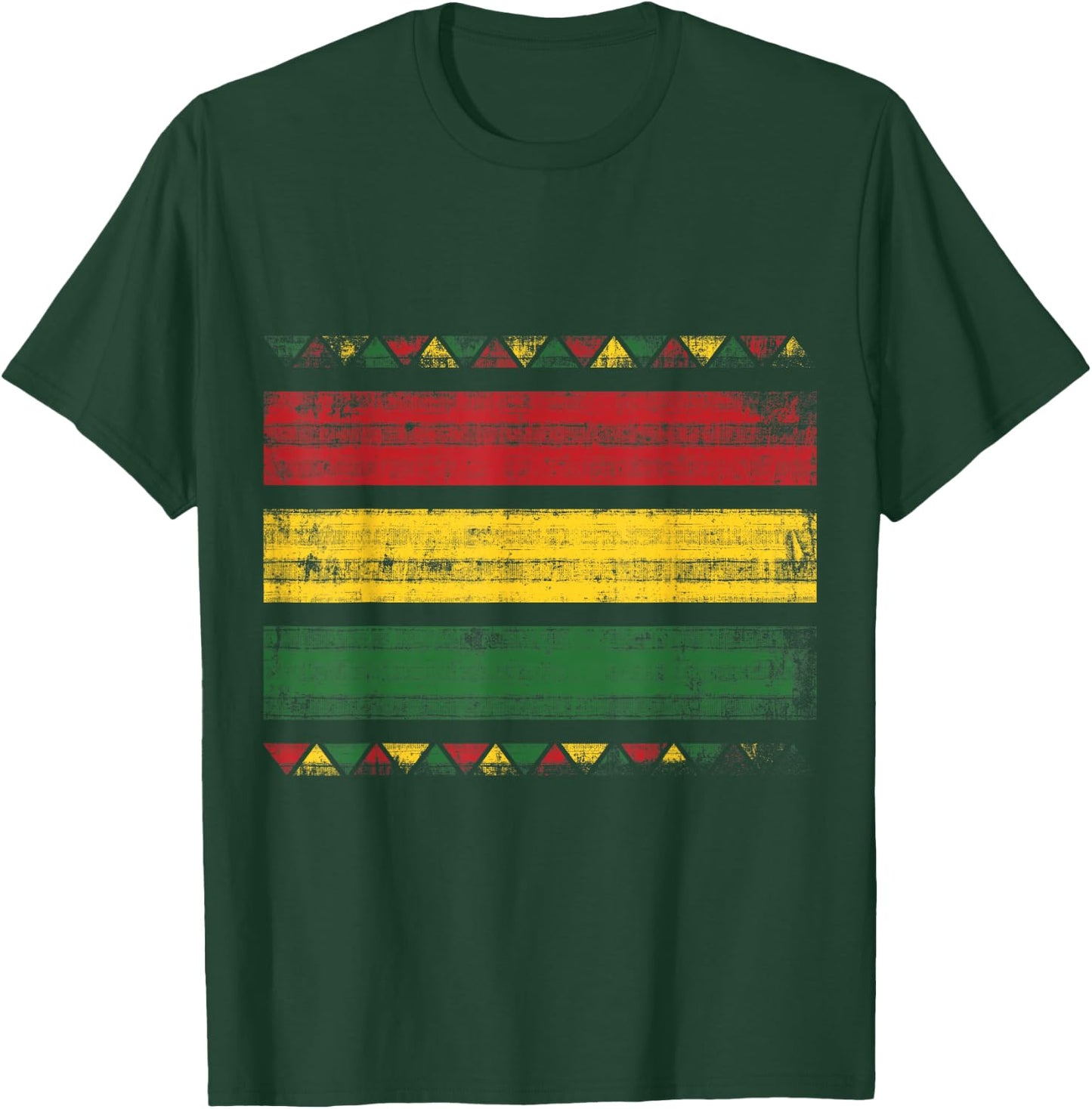 African Colors Red Green and Yellow Distressed T-Shirt - T-Shirt | Forest