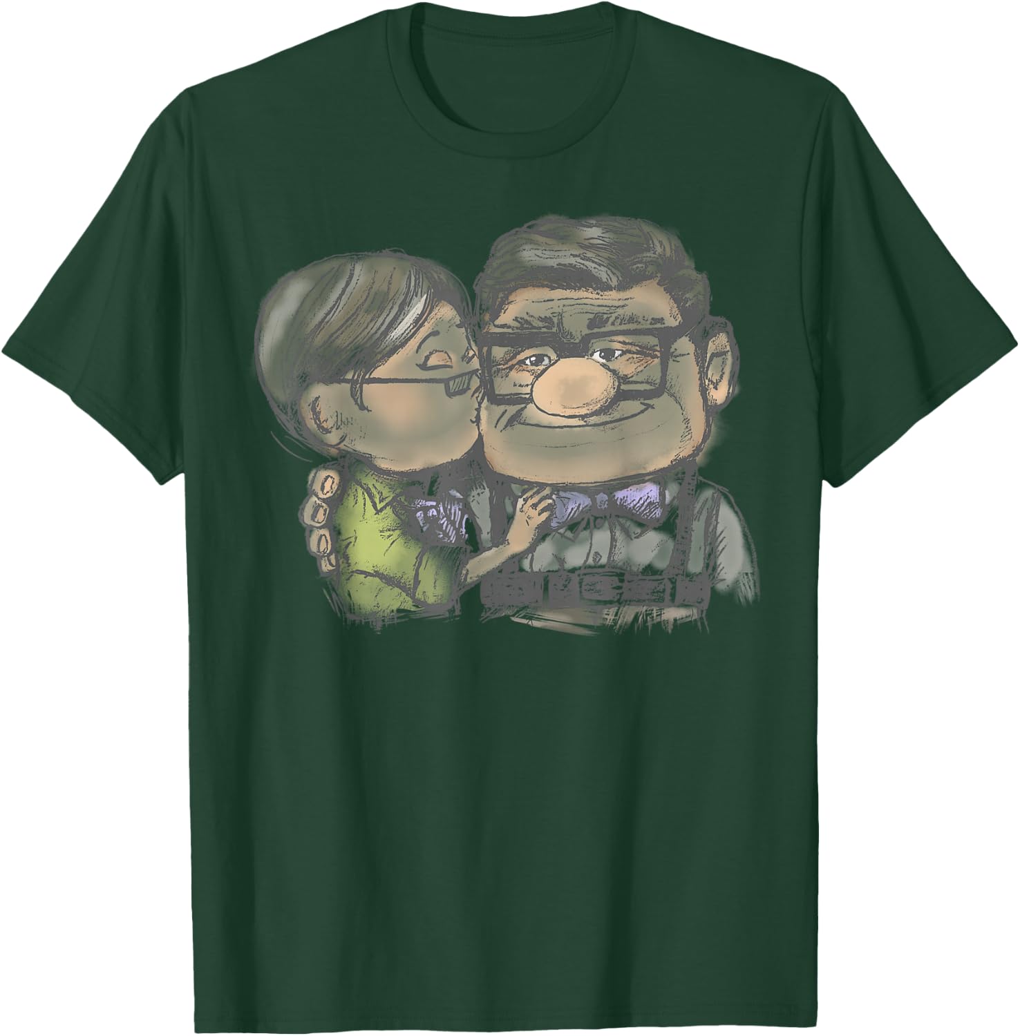 Disney Pixar Up Carl & Ellie Colored Sketch T-Shirt - T-Shirt | Forest