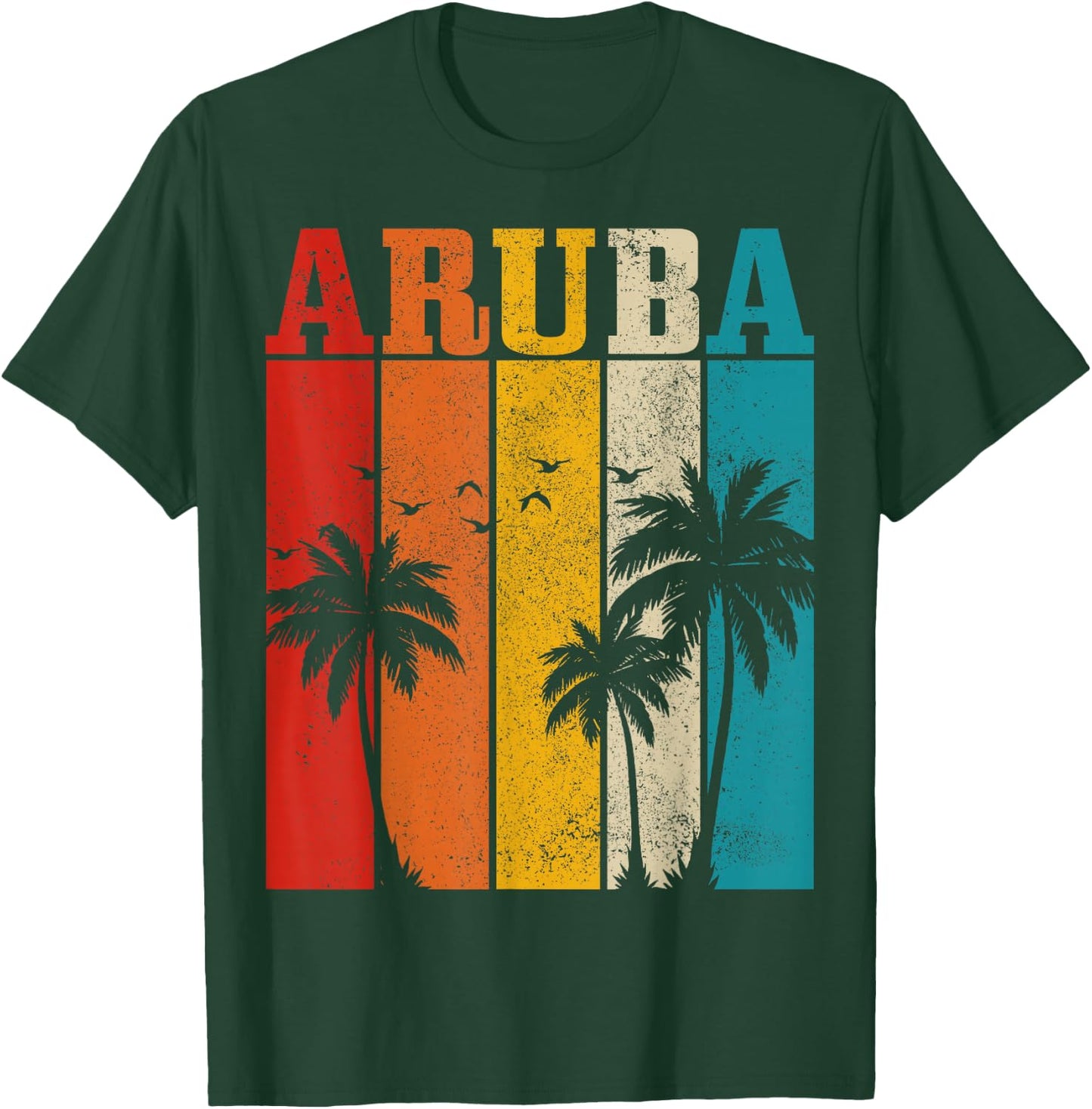 Aruba Vintage Surfer Palm Tree Souvenir T-Shirt - T-Shirt | Forest