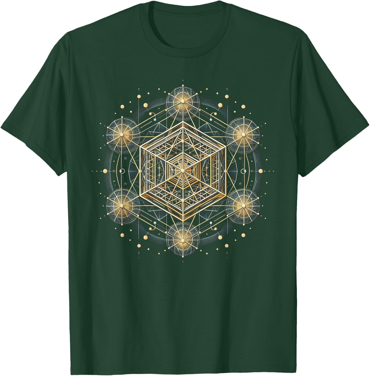 Metatron's Cube Sacred Geometry Spiritual Geometric T-Shirt - T-Shirt | Forest