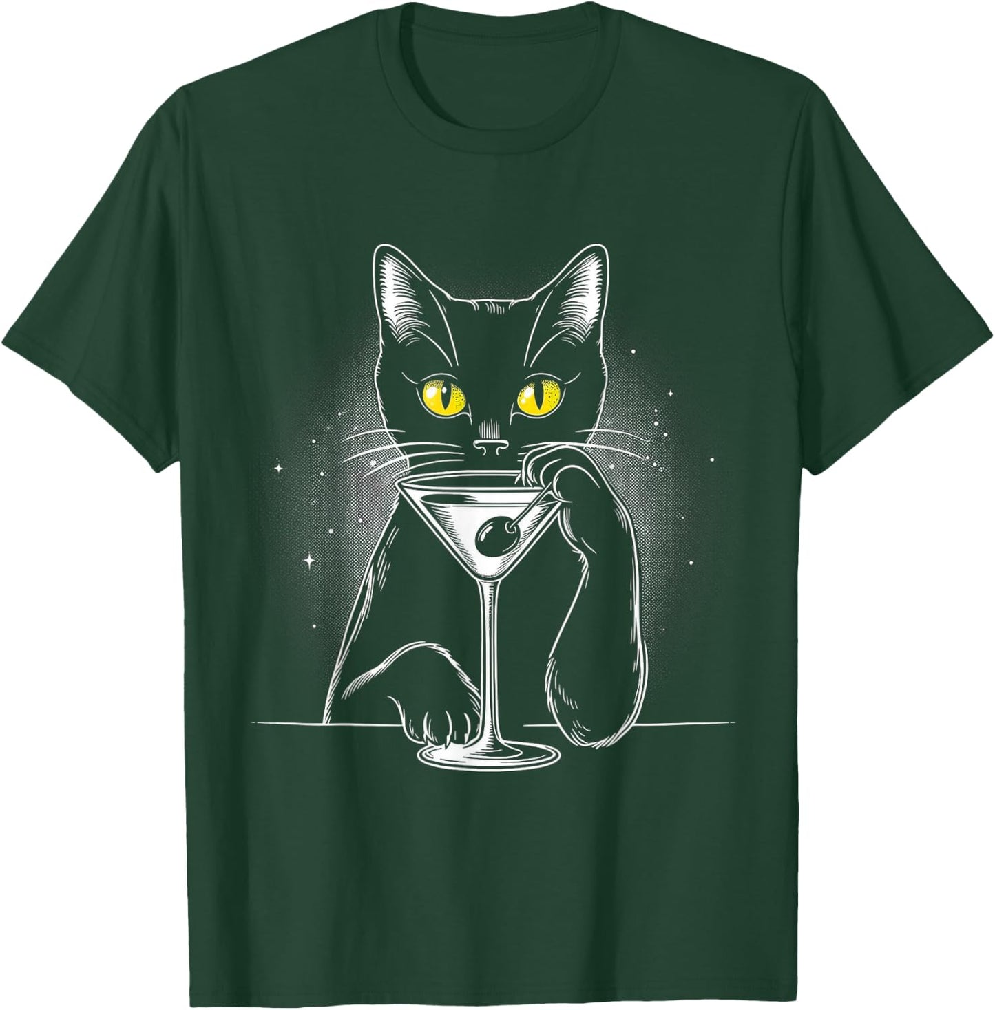 Black Cat Martini - Perfect for Cats and Drink Lovers T-Shirt - T-Shirt | Forest