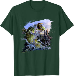 Largemouth Bass Fishing Cool Fish Hunting Lovers T-Shirt - T-Shirt | Forest