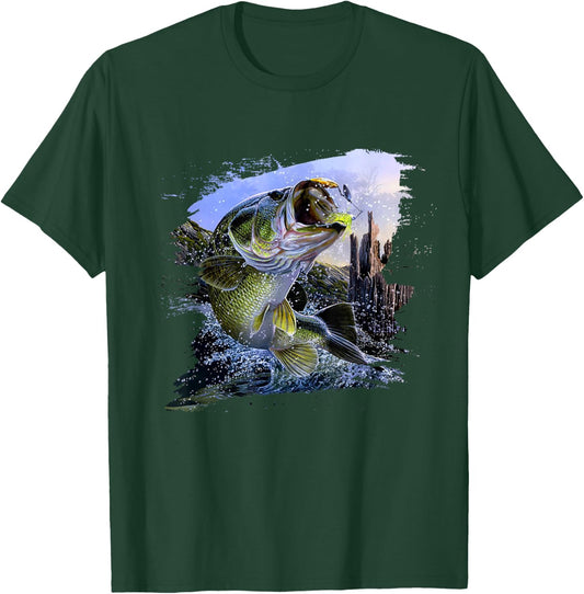 Largemouth Bass Fishing Cool Fish Hunting Lovers T-Shirt - T-Shirt | Forest