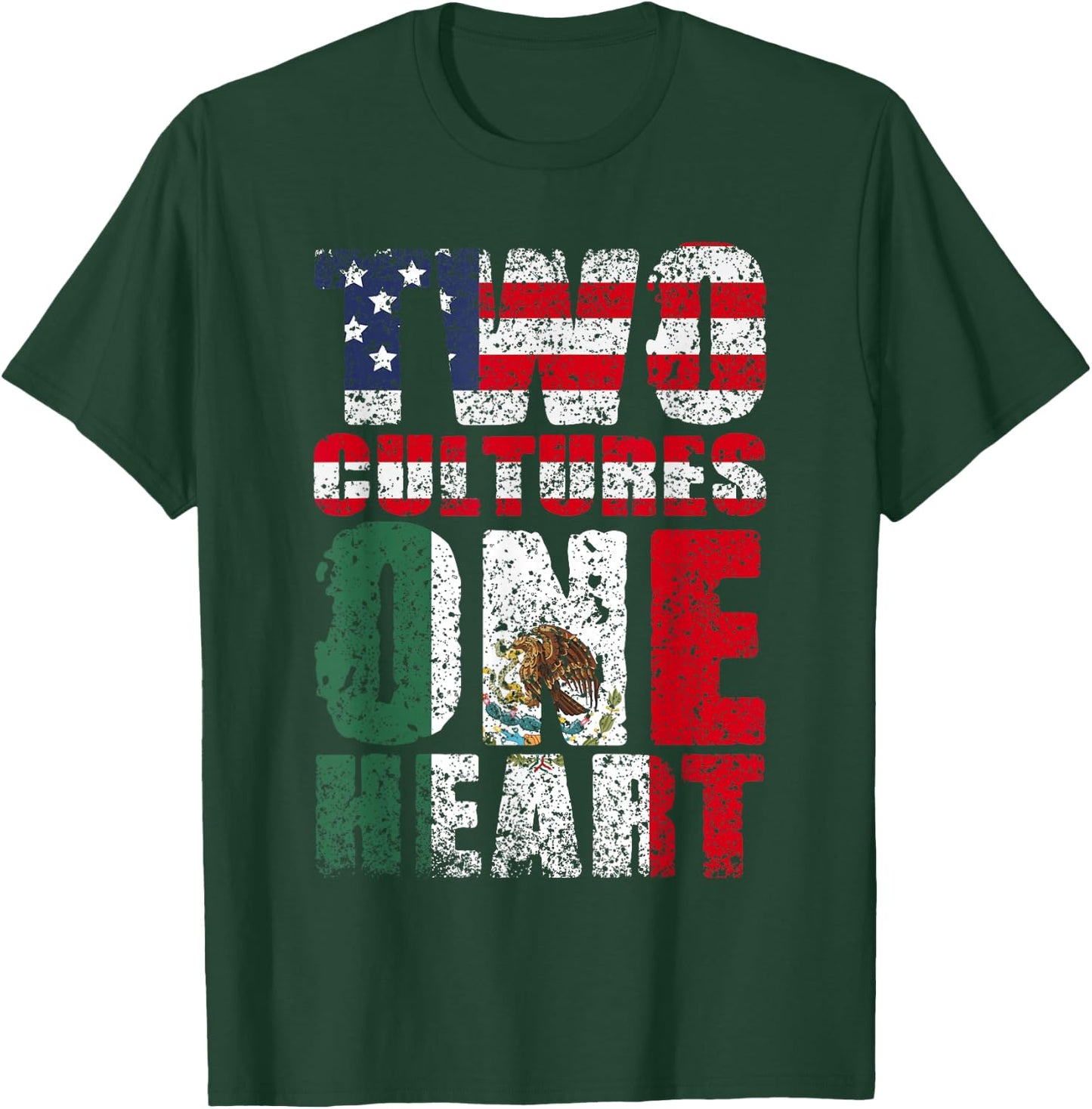 Zwei Kulturen EIN Herz Mexico USA Mexican American T-Shirt - T-Shirt | Forest