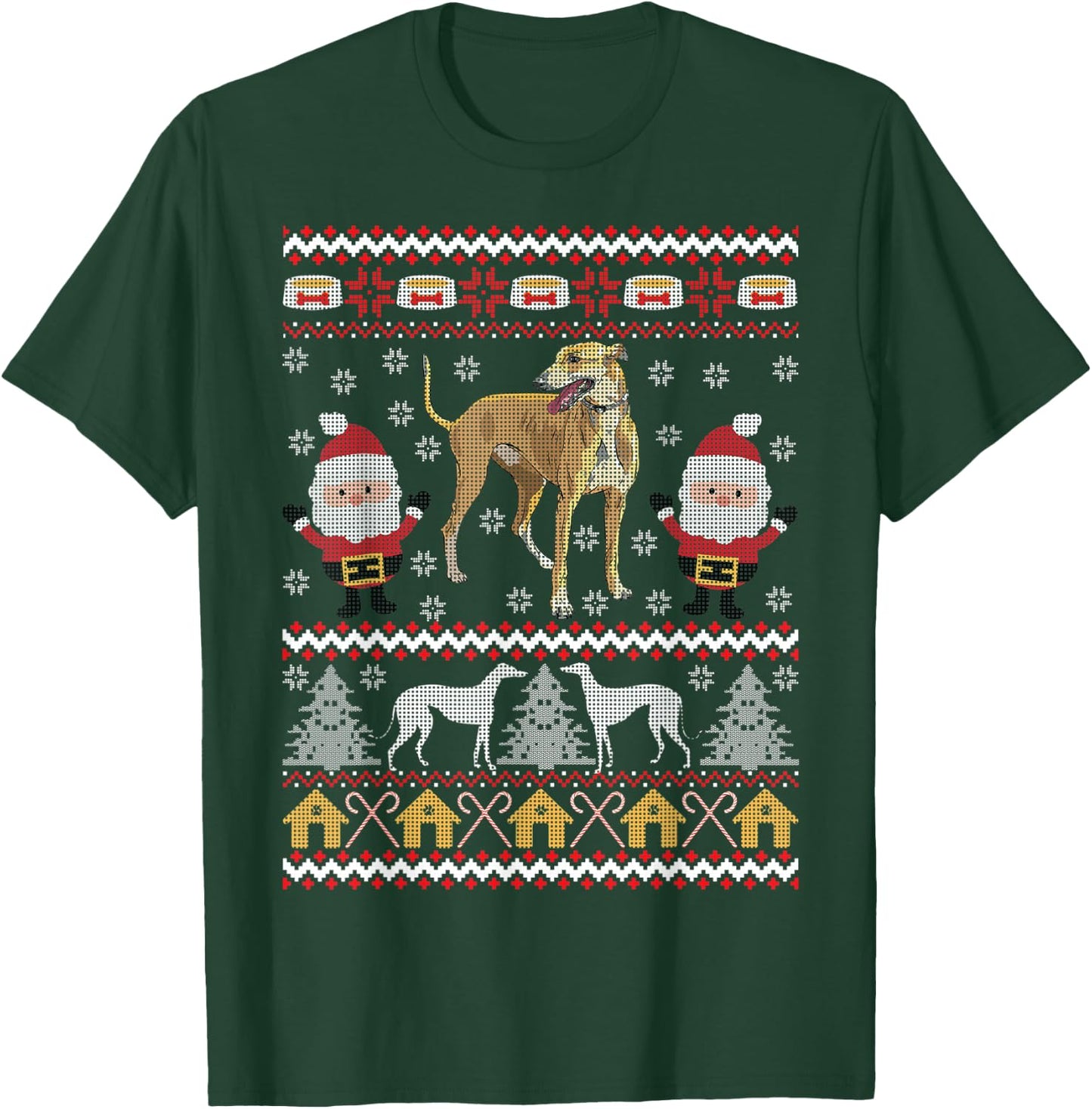 Greyhound Gifts Ugly Christmas Funny Dog Holiday Men Women Kids T-Shirt - T-Shirt | Forest