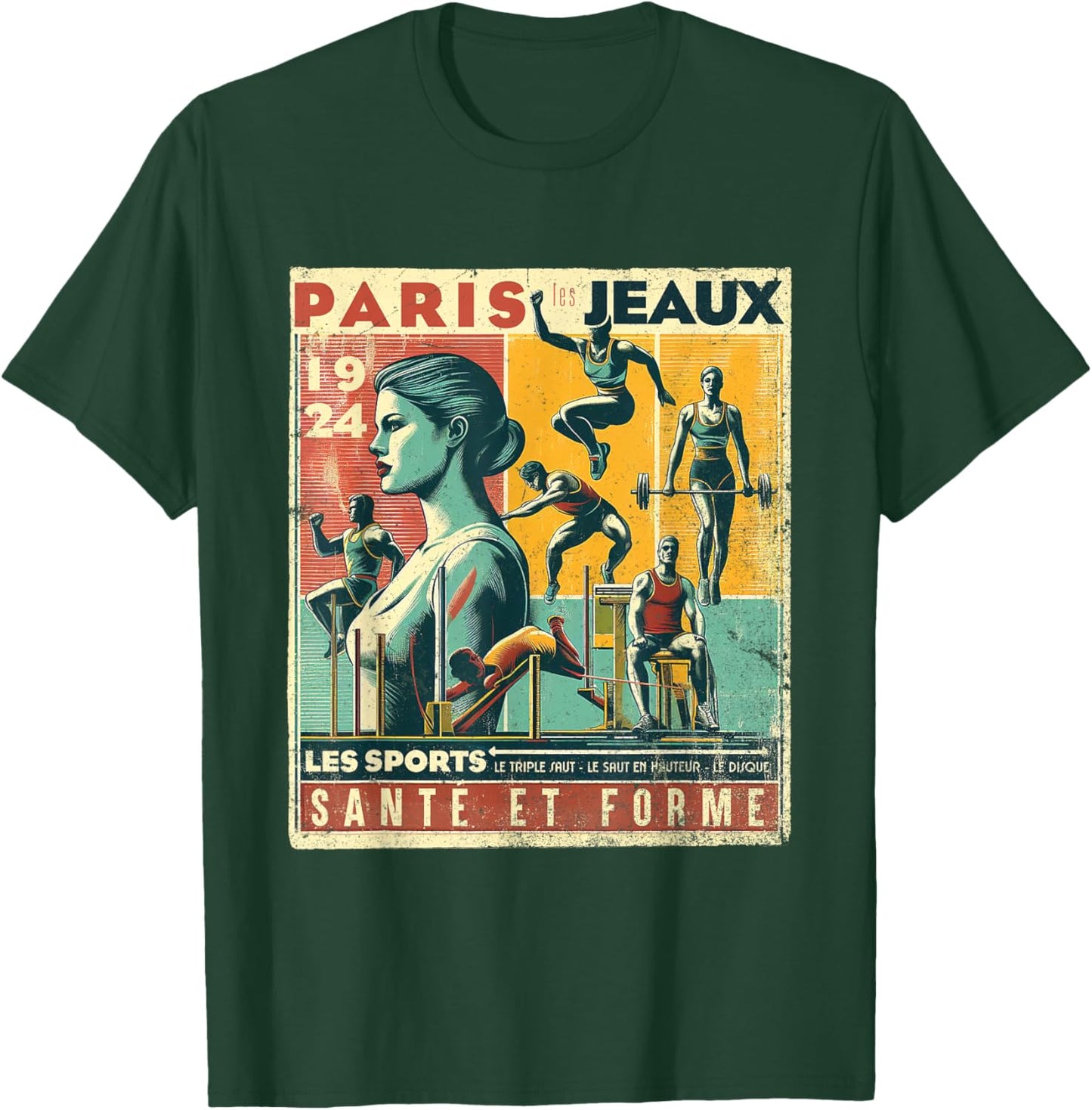 Paris Vintage The Games 1924 Health And Fitness T-Shirt - T-Shirt | Forest