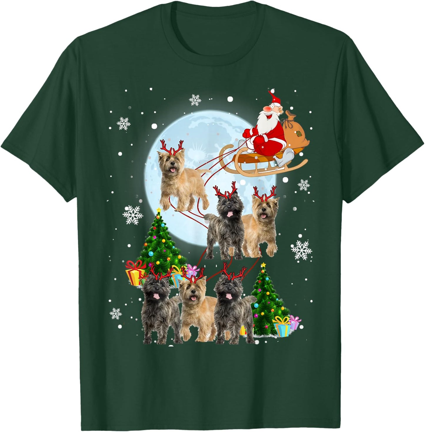 Cairn Terrier Reindeer Christmas Cairn Terrier Lover Gifts T-Shirt - T-Shirt | Forest