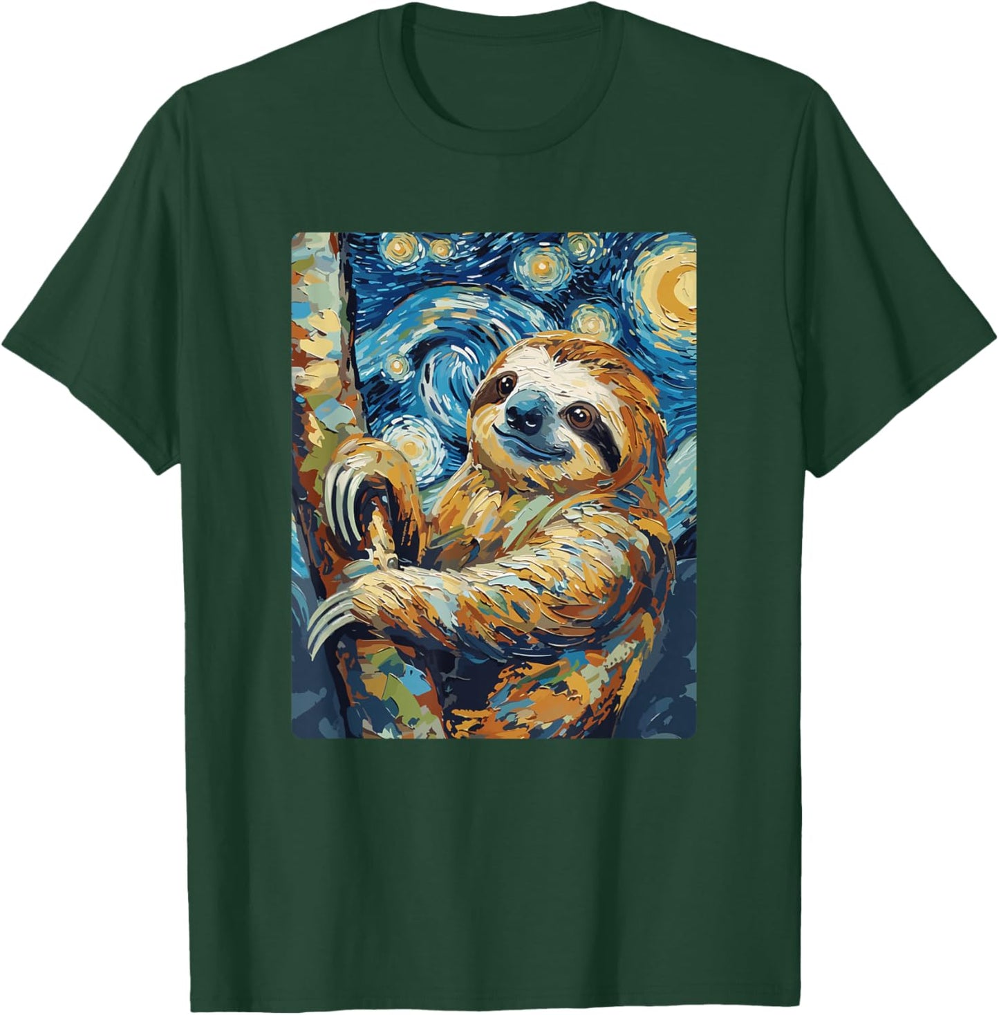 Art Funny Sloth Painting Artist Starry Night T-Shirt - T-Shirt | Forest