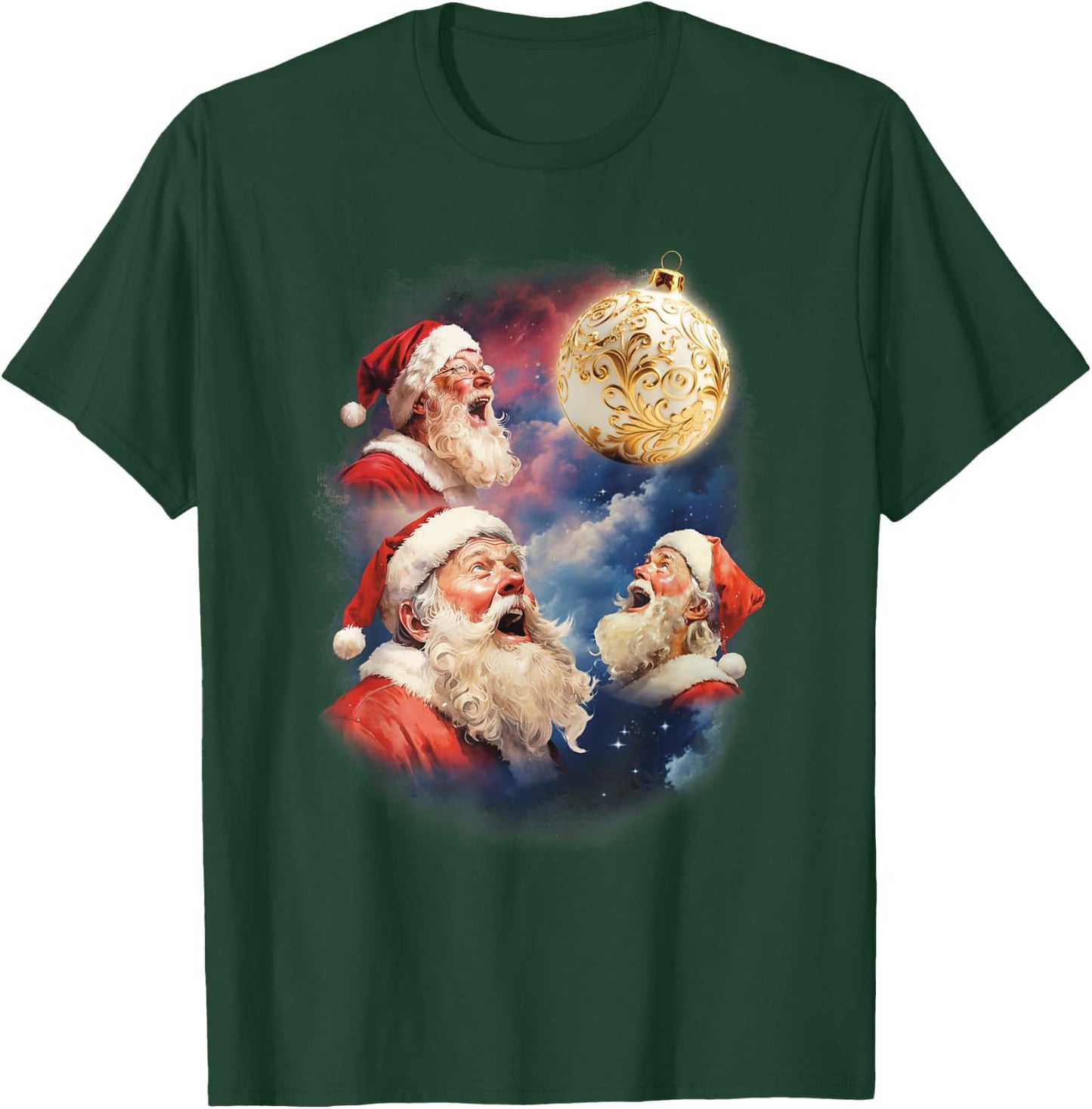 Weird Christmas Santas Howling At Moon Meme Weird Festive T-Shirt - T-Shirt | Forest