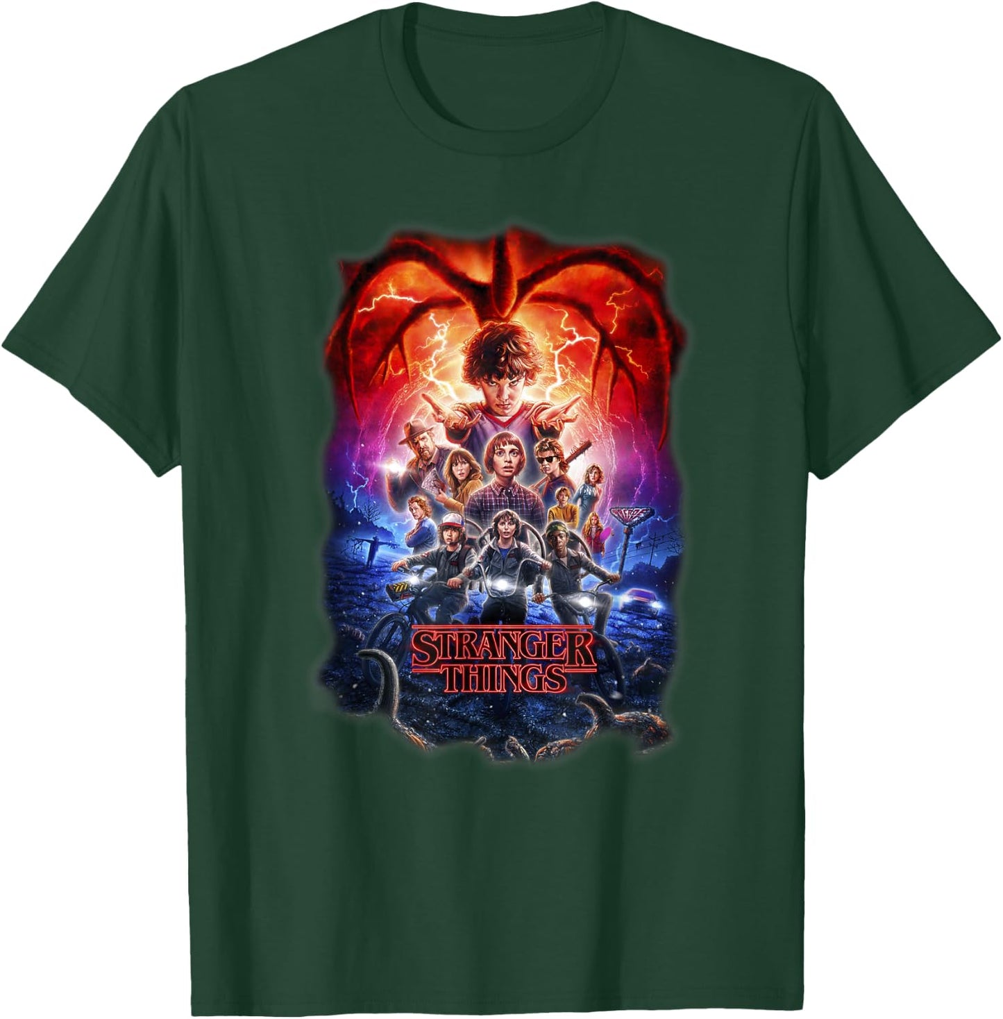 Stranger Things Group Shot Poster Fade T-Shirt - T-Shirt | Forest