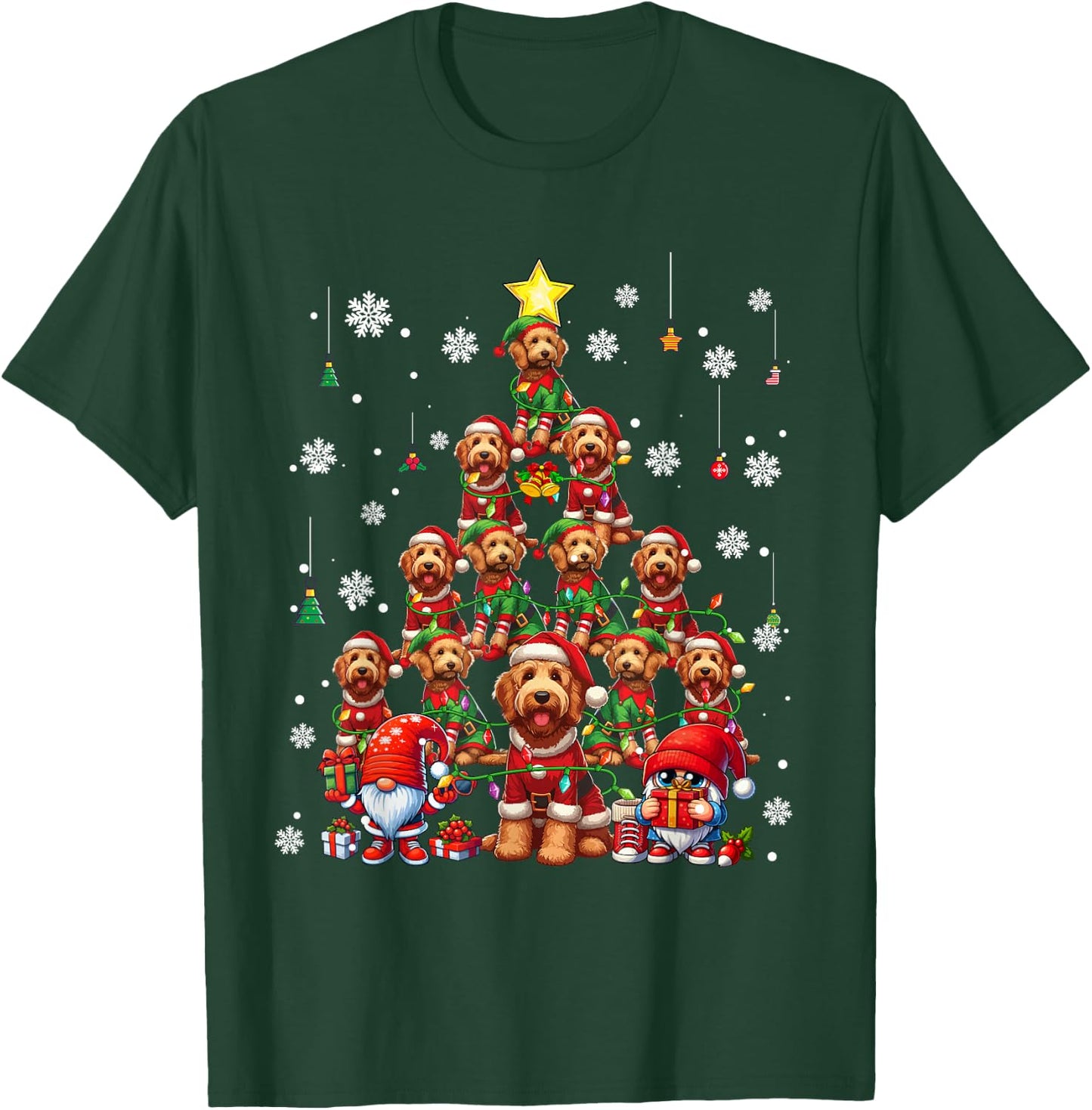 Squad Xmas Labradoodles Cosplay Santa Elf Christmas Tree T-Shirt - T-Shirt | Forest
