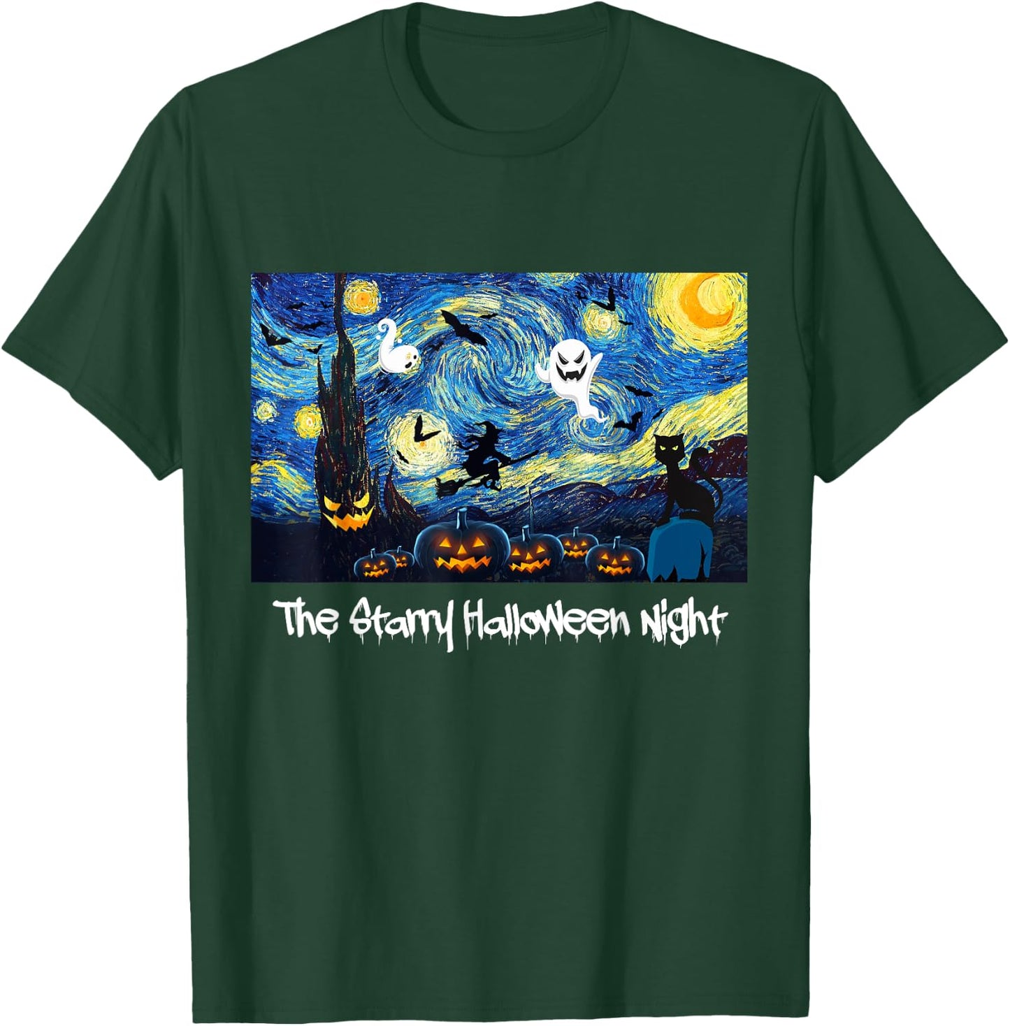 Cool Sarcastic Vincent Van Gogh The Starry Halloween Night T-Shirt - T-Shirt | Forest