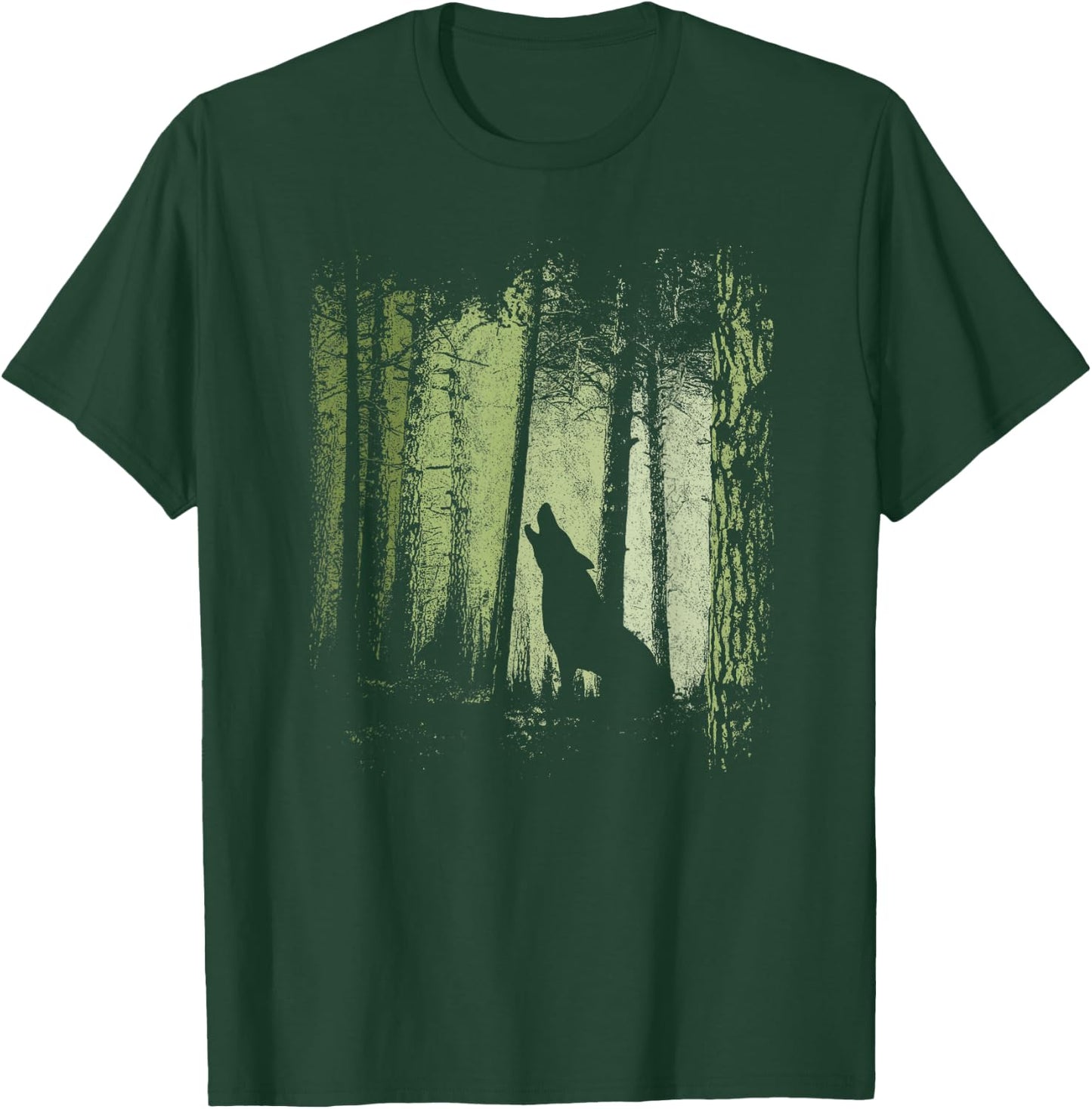 Twilight Forest Romantic Howling Wolf Silhouette T-Shirt - T-Shirt | Forest