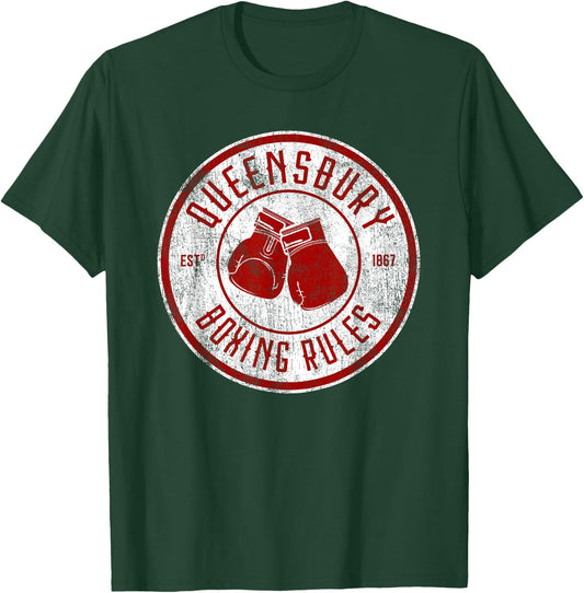 Distressed Queensbury Boxing Rules - Vintage Boxing T-Shirt - T-Shirt | Forest