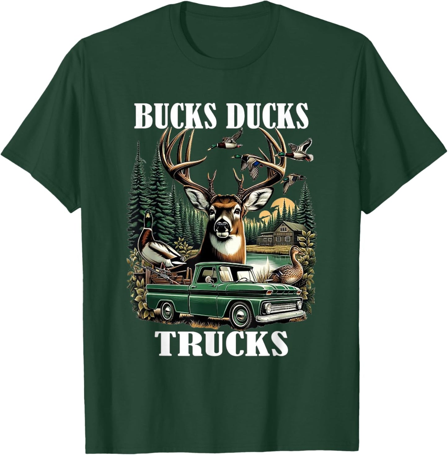 Ducks Bucks Trucks Hunter T-Shirt - T-Shirt | Forest