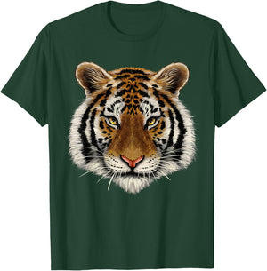 Wild Tiger Head Face Serious Cat Lover Gift Men Women Kids T-Shirt - T-Shirt | Forest