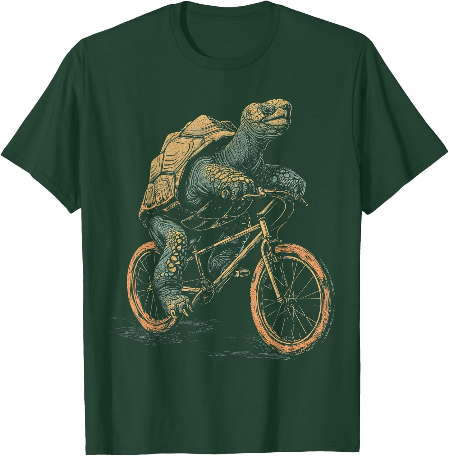 Cycling Aldabra Giant Tortoise Riding MTB Bike TEEMONGOUS T-Shirt - T-Shirt | Forest