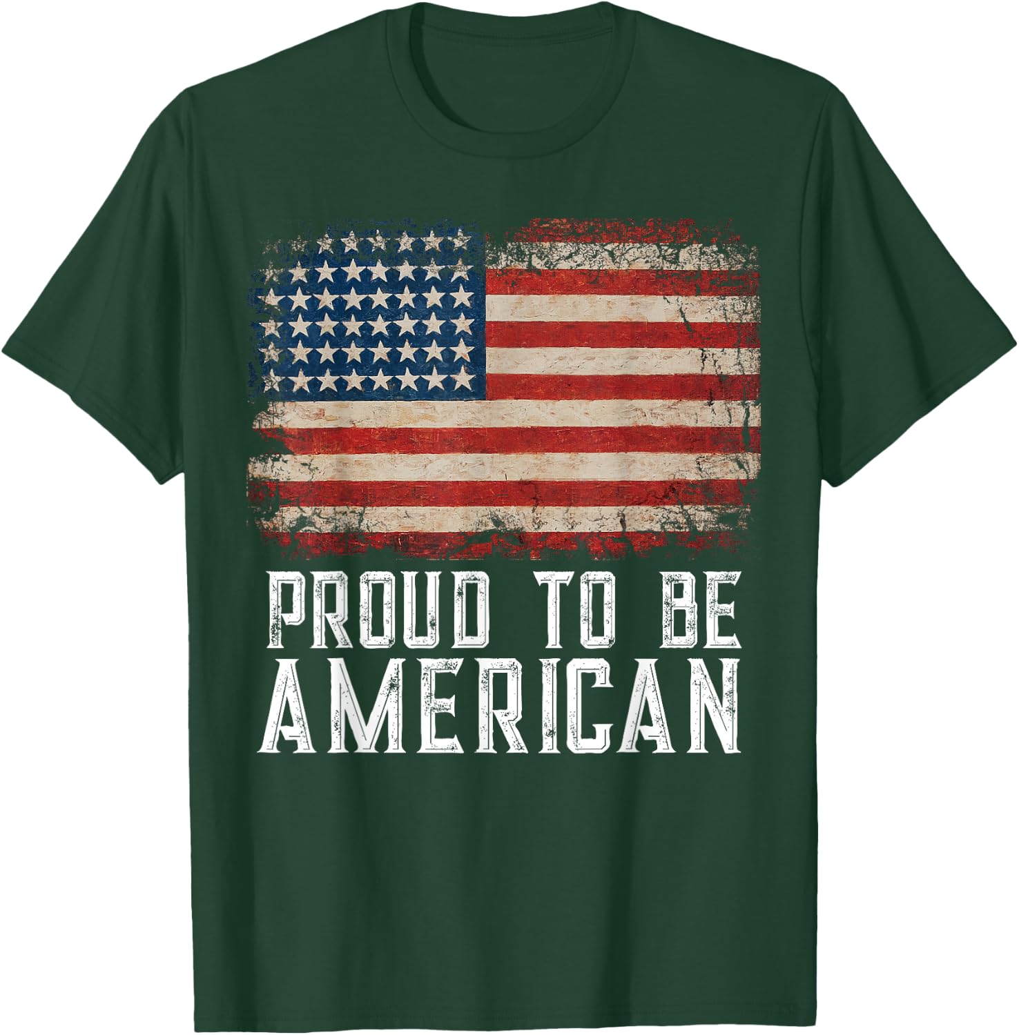 Patriotic USA Flag Proud to Be American Citizen Veteran T-Shirt - T-Shirt | Forest