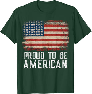 Patriotic USA Flag Proud to Be American Citizen Veteran T-Shirt - T-Shirt | Forest