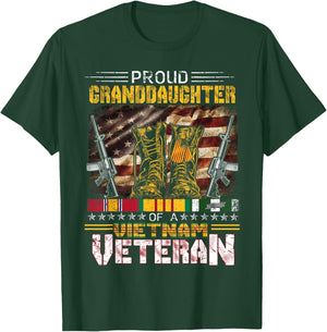 Proud Granddaughter Of A Vietnam Veteran Shirt | Vietnam Vet T-Shirt - T-Shirt | Forest