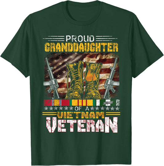 Proud Granddaughter Of A Vietnam Veteran Shirt | Vietnam Vet T-Shirt - T-Shirt | Forest