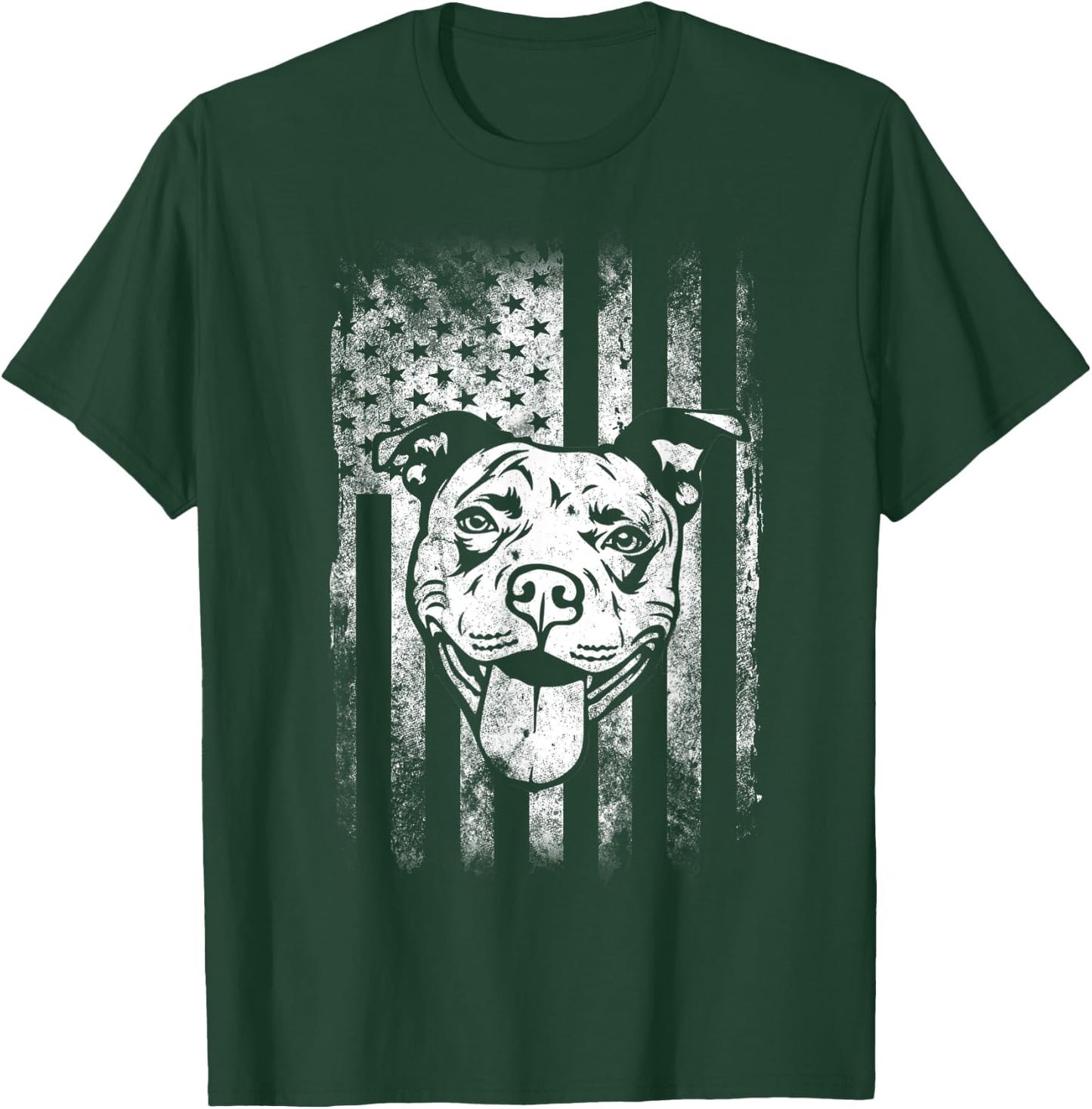 Patriotic Pitbull American Flag Dog Lover Men T-Shirt - T-Shirt | Forest