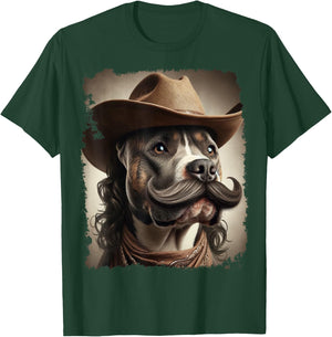 Cowboy Pitbull Funny Dog Meme T-Shirt - T-Shirt | Forest