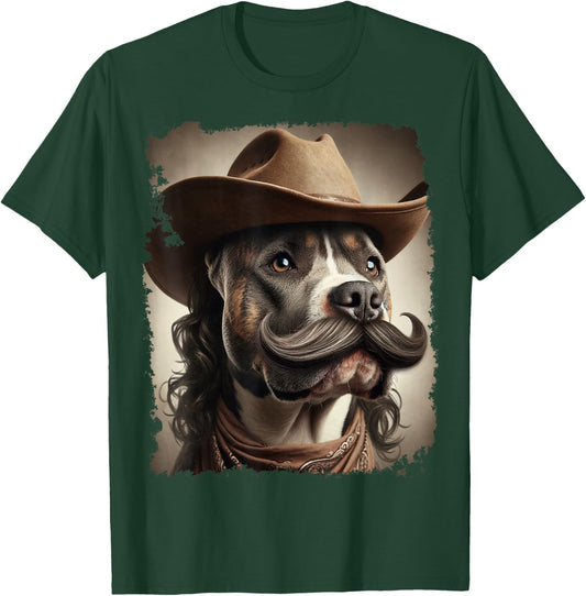 Cowboy Pitbull Funny Dog Meme T-Shirt - T-Shirt | Forest