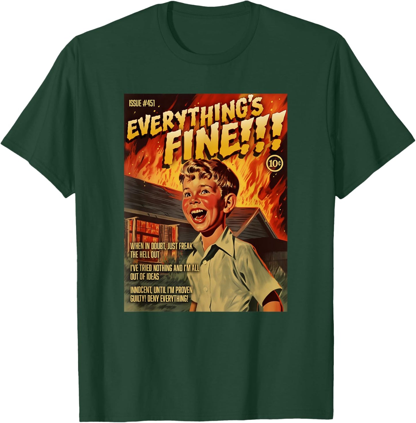 Everything's Fine 1950s Horror Comic Cover T-Shirt - T-Shirt | Forest