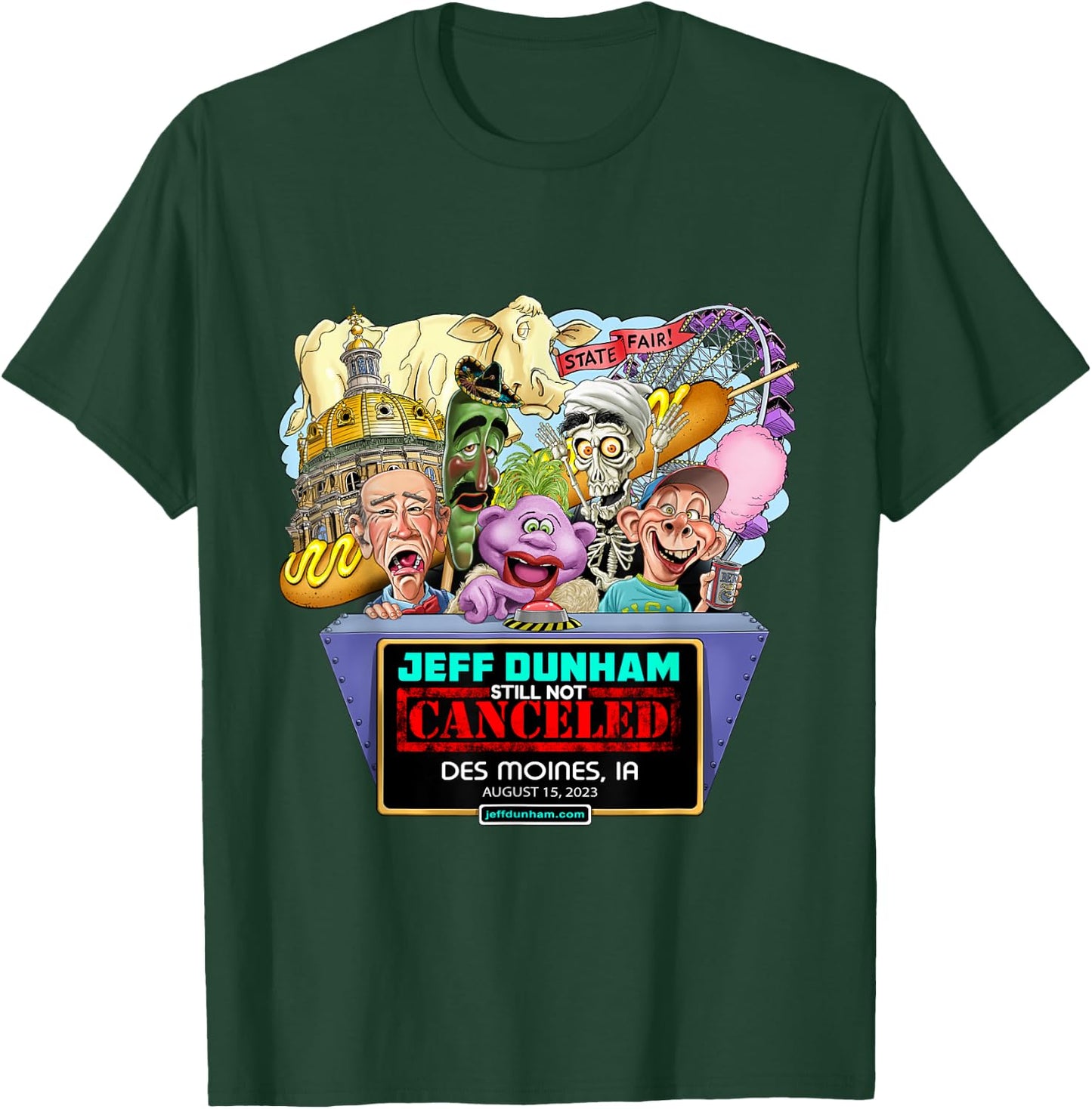 Jeff Dunham Des Moines, IA (2023) T-Shirt - T-Shirt | Forest