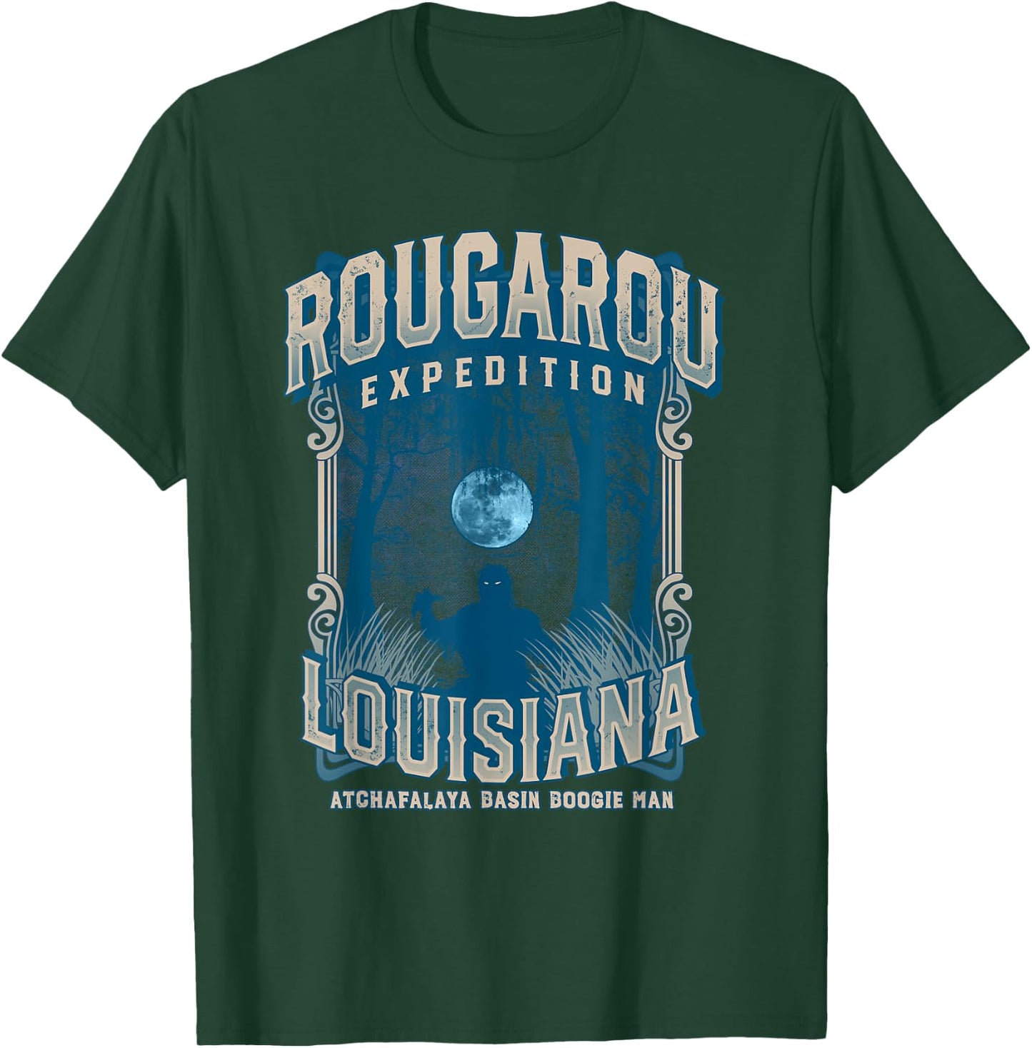 Rougarou Expedition Louisiana Swamp Monster Werewolf Legend T-Shirt - T-Shirt | Forest