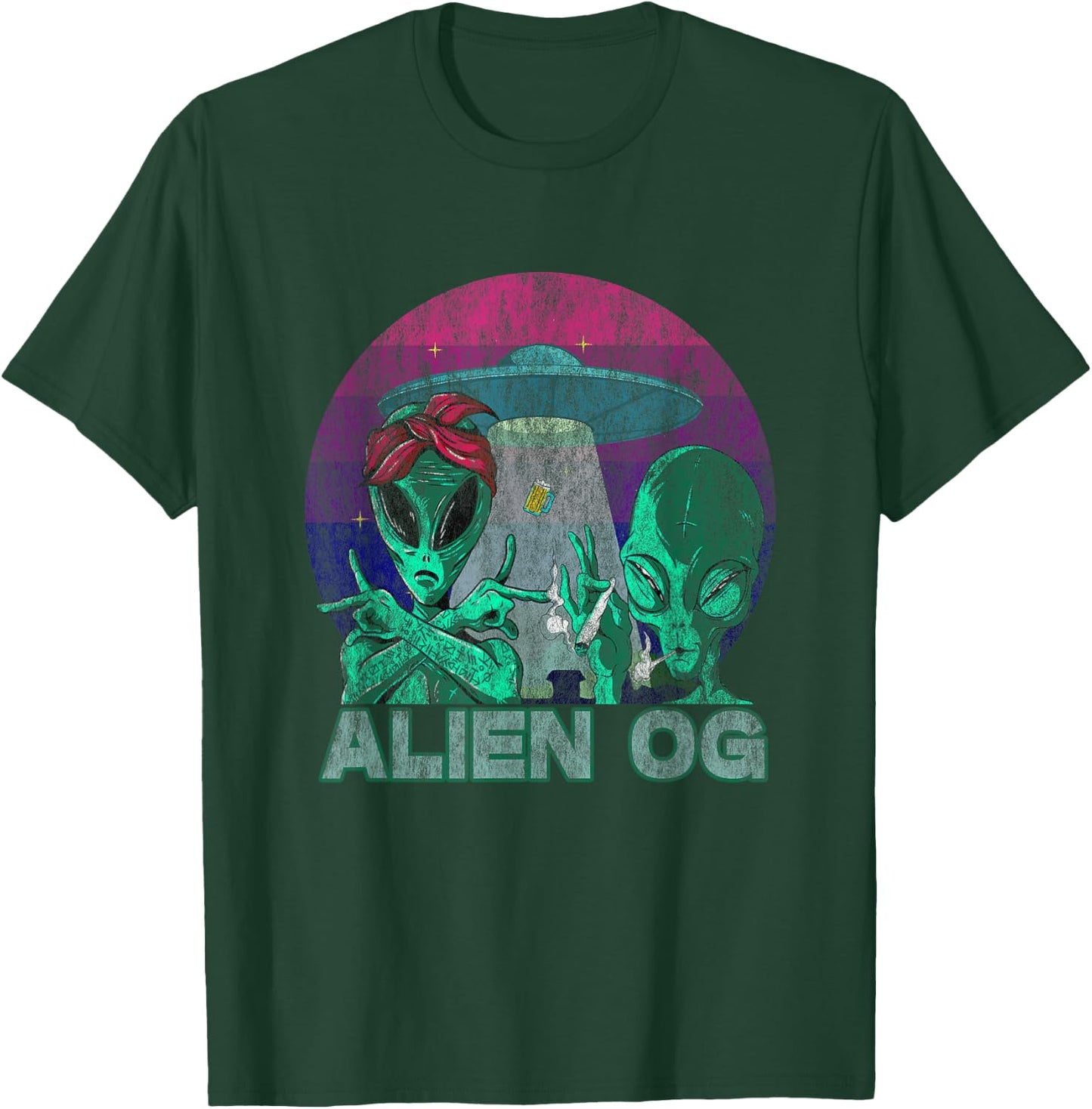 Alien OG Cannabis Weed Strain Stoner Design T-Shirt - T-Shirt | Forest