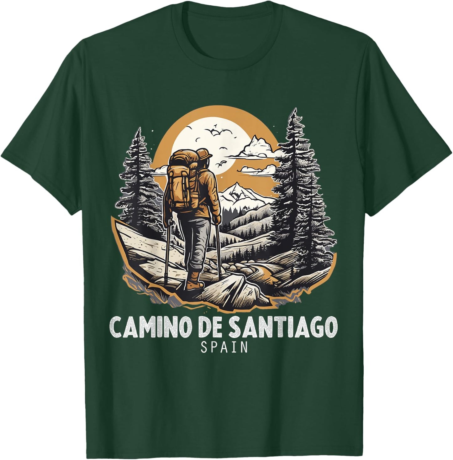 Camino De Santiago Spain Hiking Trail Souvenir Nature Fan T-Shirt - T-Shirt | Forest