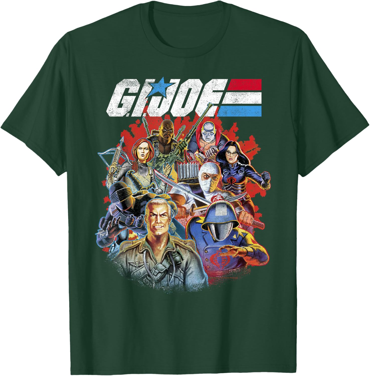 G.I. Joe Retro Group Shot American Hero Fade Logo Small T-Shirt - T-Shirt | Forest