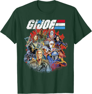 G.I. Joe Retro Group Shot American Hero Fade Logo Small T-Shirt - T-Shirt | Forest