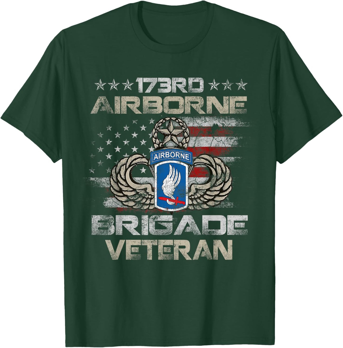 173rd Airborne Brigade Veteran Flag US Airborne Paratrooper T-Shirt - T-Shirt | Forest