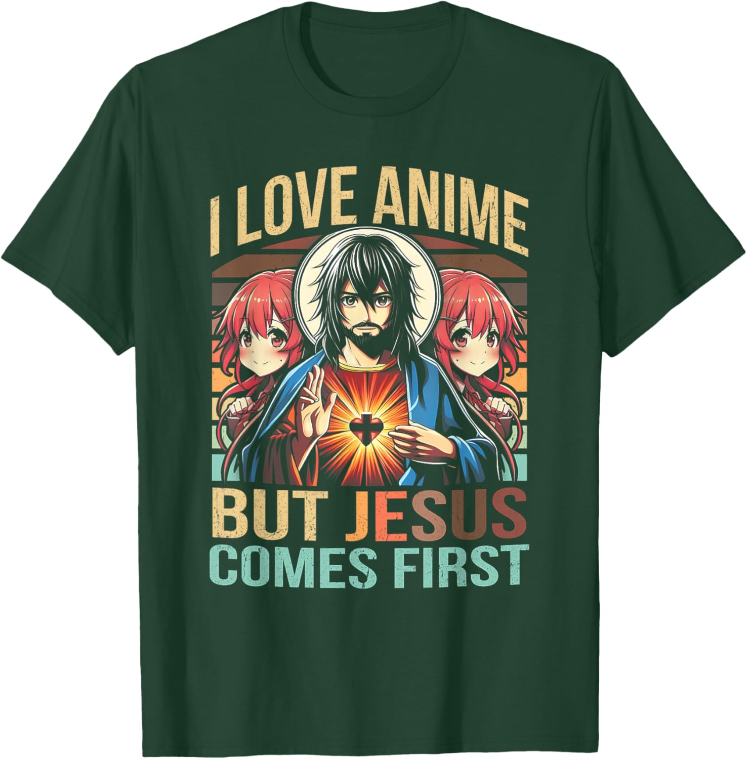 I Love Anime But Jesus Comes First Anime Japanese Anime Fan T-Shirt - T-Shirt | Forest