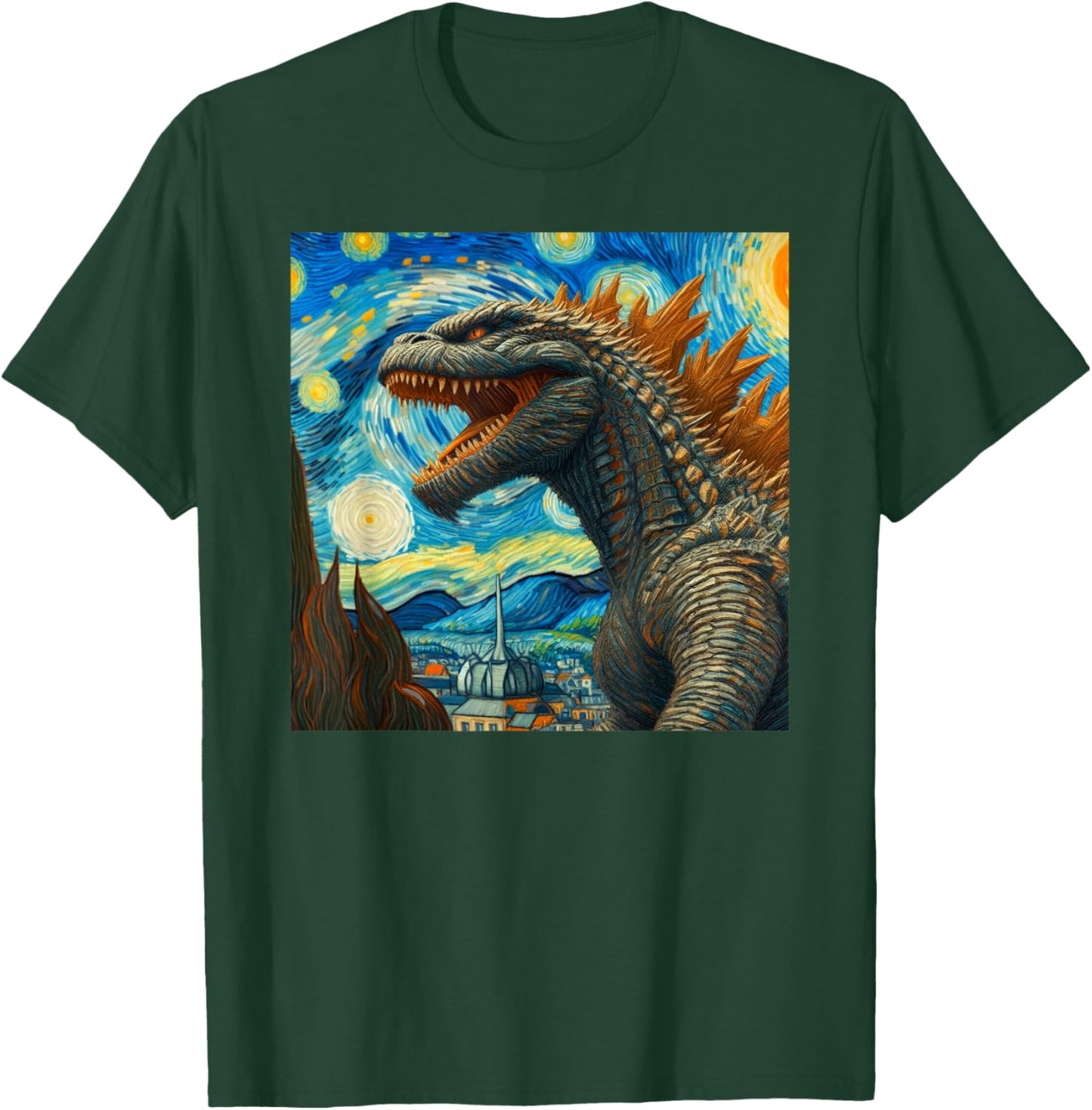 Vintage Japanese Monster Kaiju Van Gogh Starry Night T-Shirt - T-Shirt | Forest