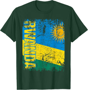 RWANDA Flag Vintage Distressed RWANDA T-Shirt - T-Shirt | Forest