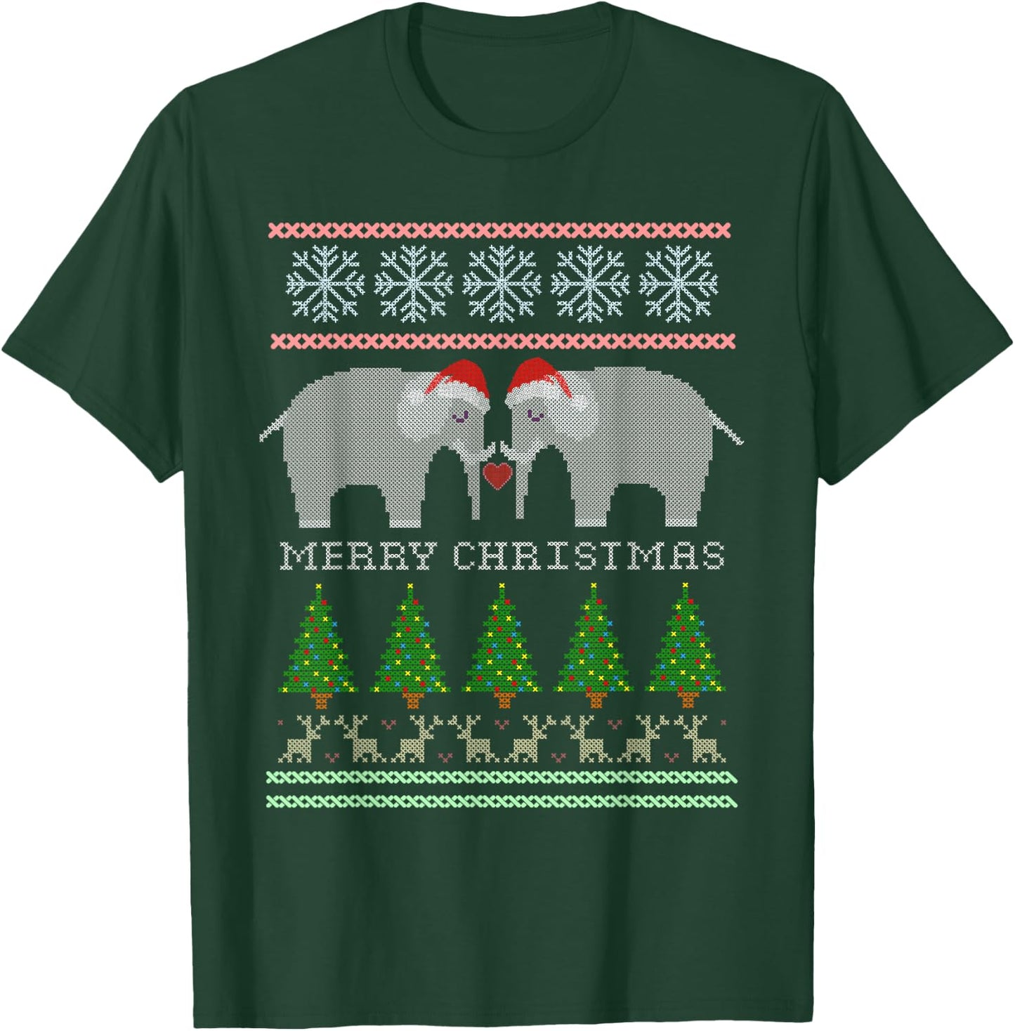Cute White Elephants Christmas Ugly T-Shirt - T-Shirt | Forest