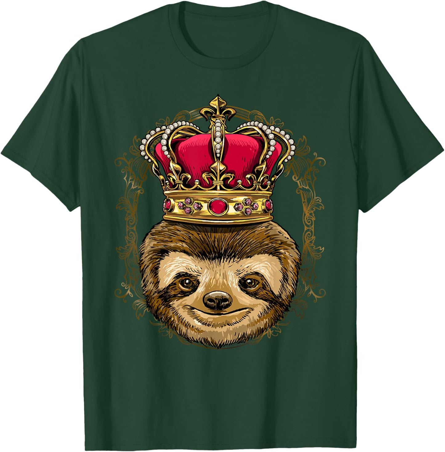 King Sloth Wearing Crown - Queen Sloth Animal T-Shirt - T-Shirt | Forest