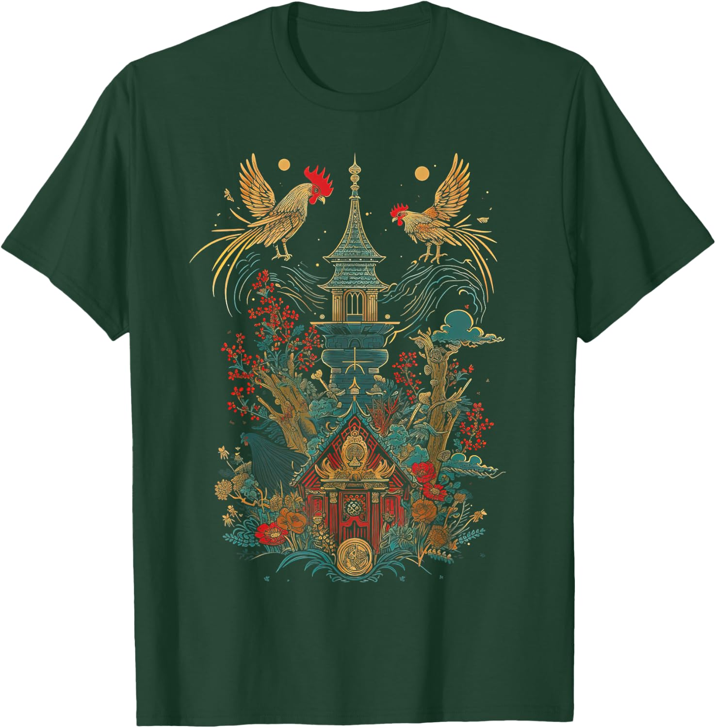 Baba Yaga Russian Folklore Chicken Cabin Design T-Shirt - T-Shirt | Forest