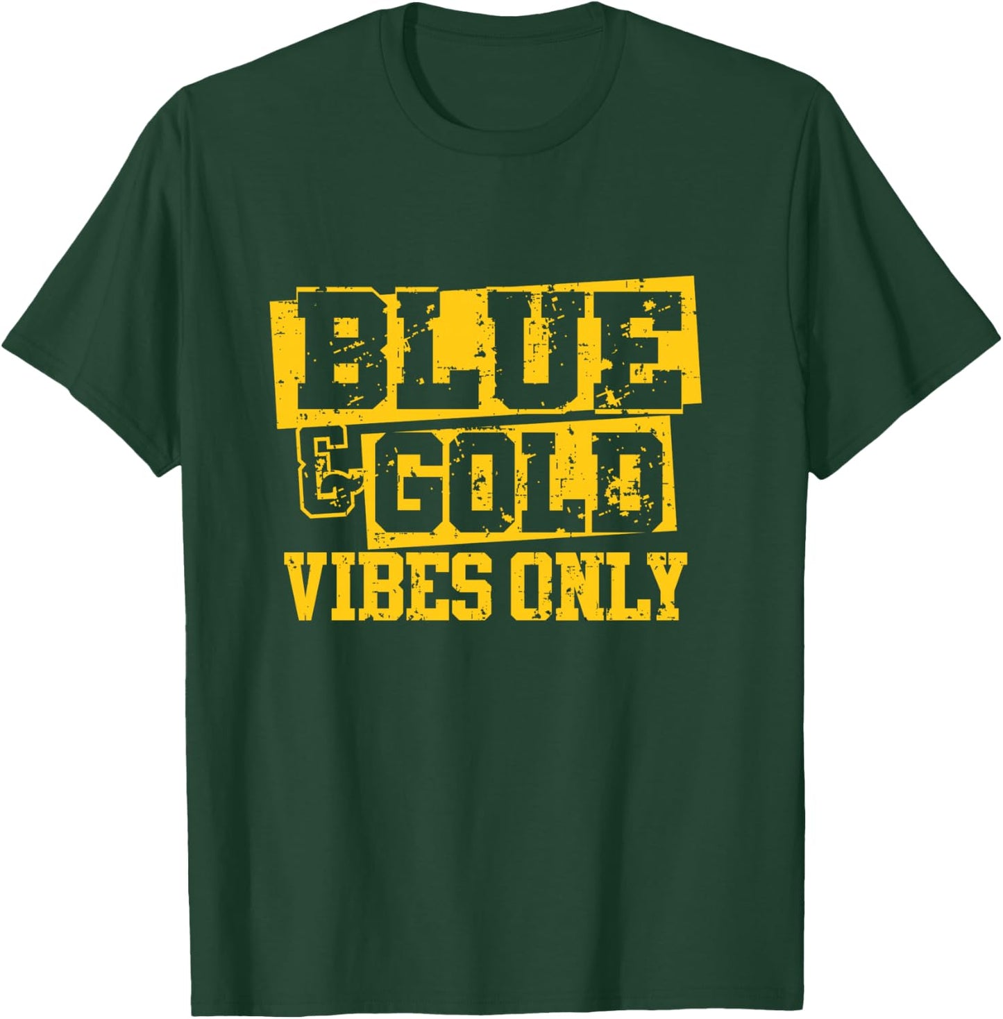 Blue & Gold Vibes Only Game Day Group School Sports T-Shirt - T-Shirt | Forest