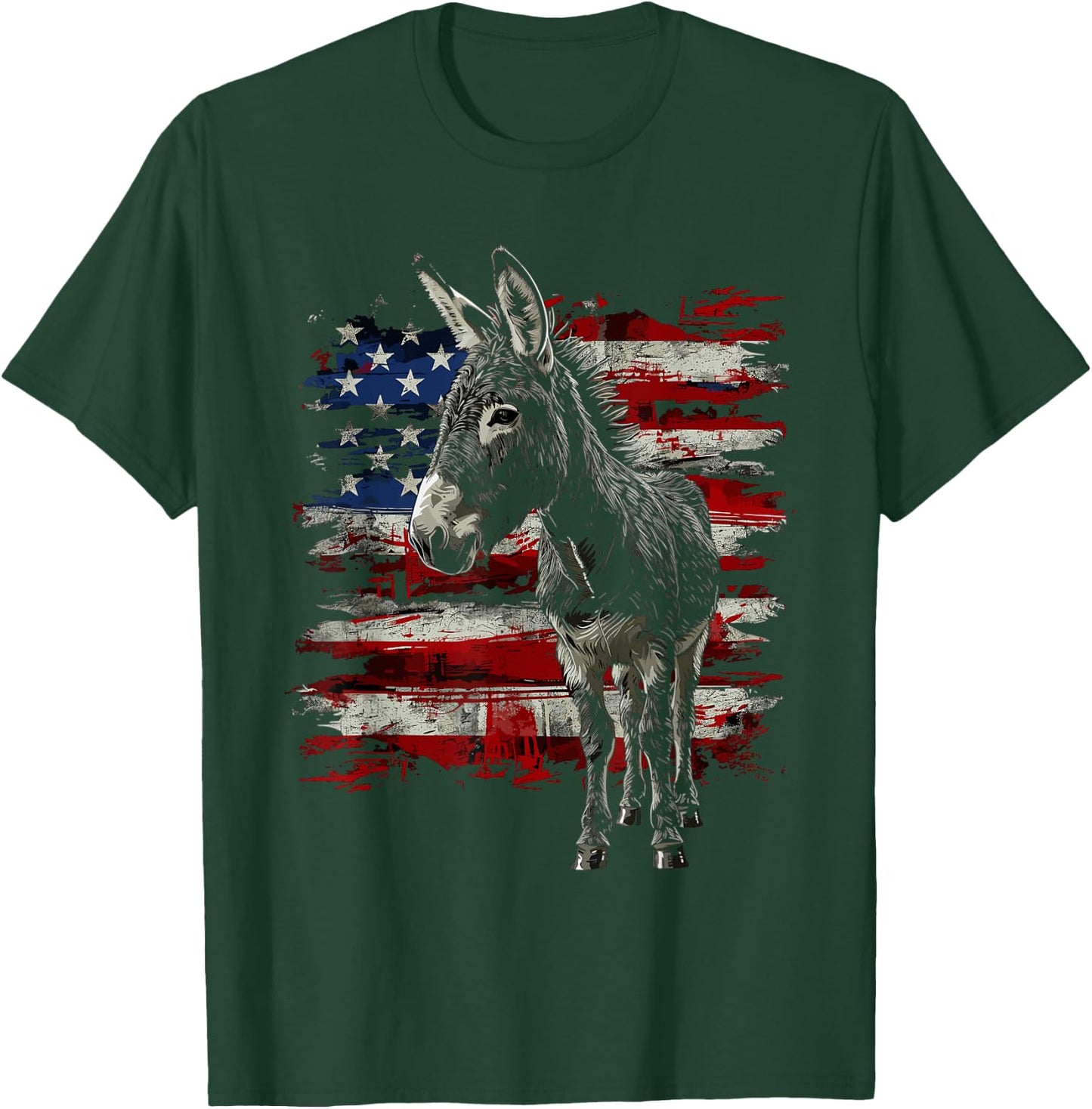 Donkey Patriotic 4th Of July USA American Flag Women Men T-Shirt - T-Shirt | Forest